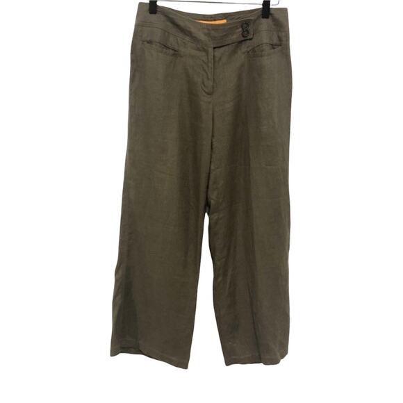 CYNTHIA Cynthia Steffe 100% linen brown cropped pants 4 - Picture 1 of 10